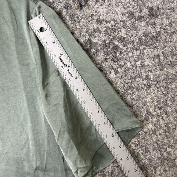Mango Womens Long Satin Blouse Top Green Size 6 - Picture 5 of 9